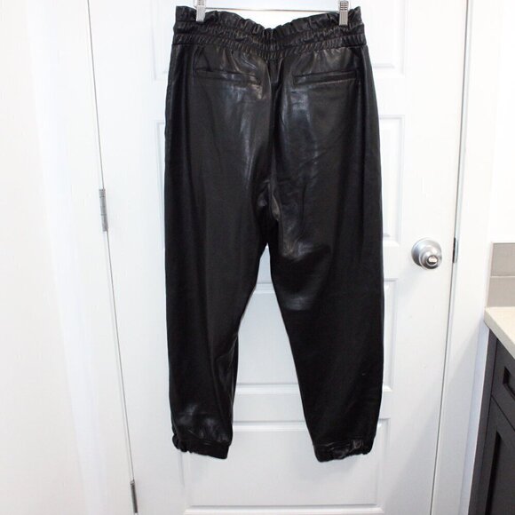 7 For All Mankind Black pleather faux leather stretchy cinched Size Large - Picture 2 of 3